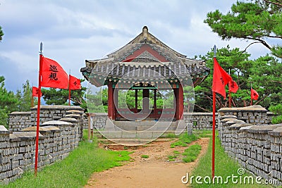 Board Of Korea UNESCO World Heritage Sites â€“ Hwaseong Fortress - Pavilion Stock Photo